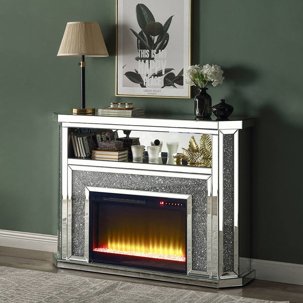Noralie 51" Fireplace With LED Mirrored & Faux Diamonds