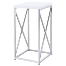 Edmund - Square Accent Side Table - White High Gloss And Chrome