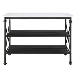 Brahm - Kitchen Island - White Marble Top & Gray