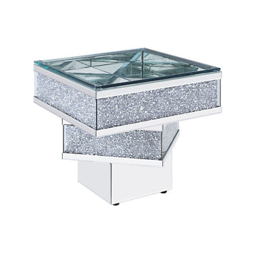 Noralie - 24" X 24" End Table - Mirrored & Faux Diamonds