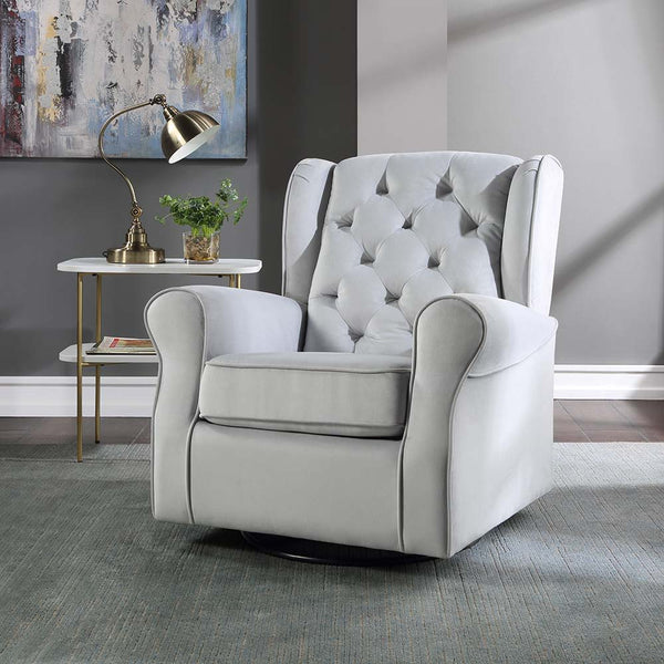 Zeger Swivel Chair With Glider Gray Fabric