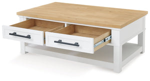 Ashbryn - White / Natural - Rectangular Cocktail Table