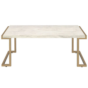 Boice II - Coffee Table - Faux Marble Top & Champagne