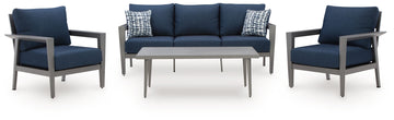 Gali - Sofa / Chairs / Table Set (Set of 4) - Gray / Blue