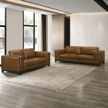 Sayer - 2 Pieces Leather Set (Sofa, Loveseat) - Brown