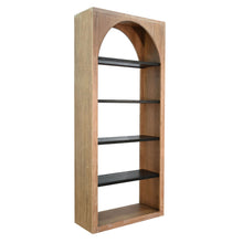 Tall Arched Wood Bookshelf With Open Shelving