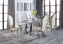 Destry Dining Table - Faux Marble Top & Mirrored Silver Finish