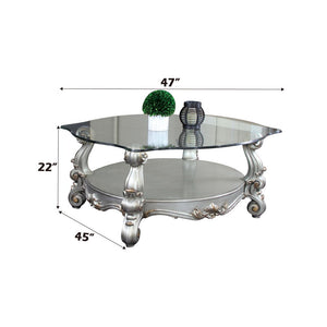 Versailles - 22" Coffee Table - Clear Glass & Antique Platinum