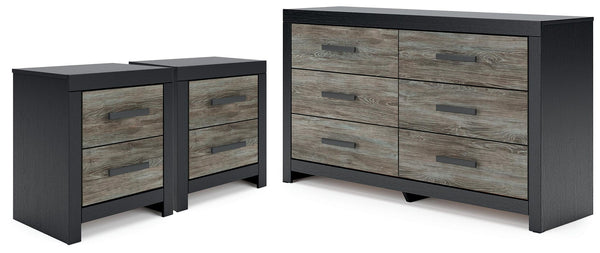 Broachmyn 3 Pc. Dresser And 2 Nightstands Black / Gray