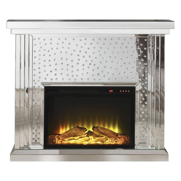Nysa 40" Fireplace Mirrored & Faux Crystals