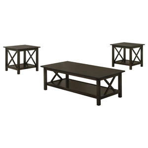Rachelle - 3 Piece Rectangular Coffee Table Set - Deep Merlot