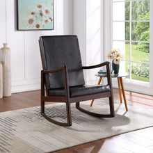 Raina - Rocking Chair - Dark Brown Synthetic Leather & Espresso