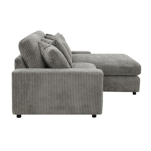 Tavia - Reversible Sectional Sofa With 6 Pillows - Gray Corduroy