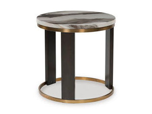 Jazmore - Brown / Brass Finish - Round End Table