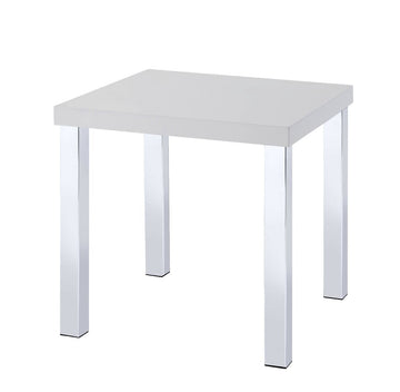Harta - End Table - White High Gloss & Chrome