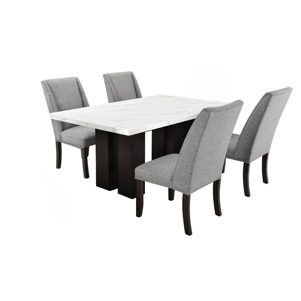 Faust 5 Piece Dining Room Set (Adjustable Table & 4 Dining Chair) Gray / White