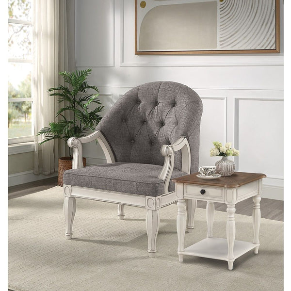 Florian Chair Gray Fabric & Antique White