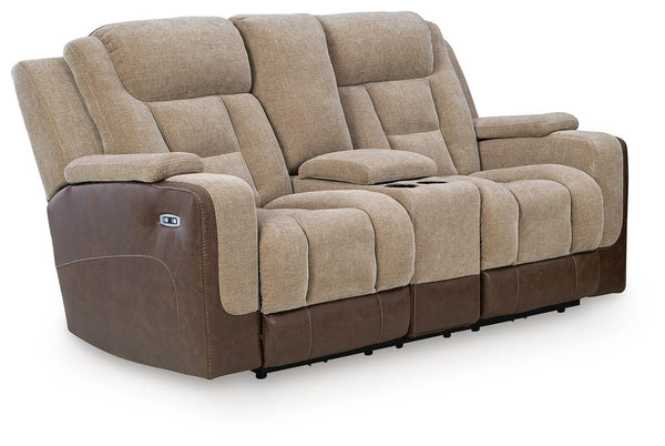 Mixed Motion Power Reclining Loveseat With Console / Adjustable Headrest