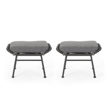 Outdoor Modern Boho Wicker Ottoman With Cushions (Set of 2)