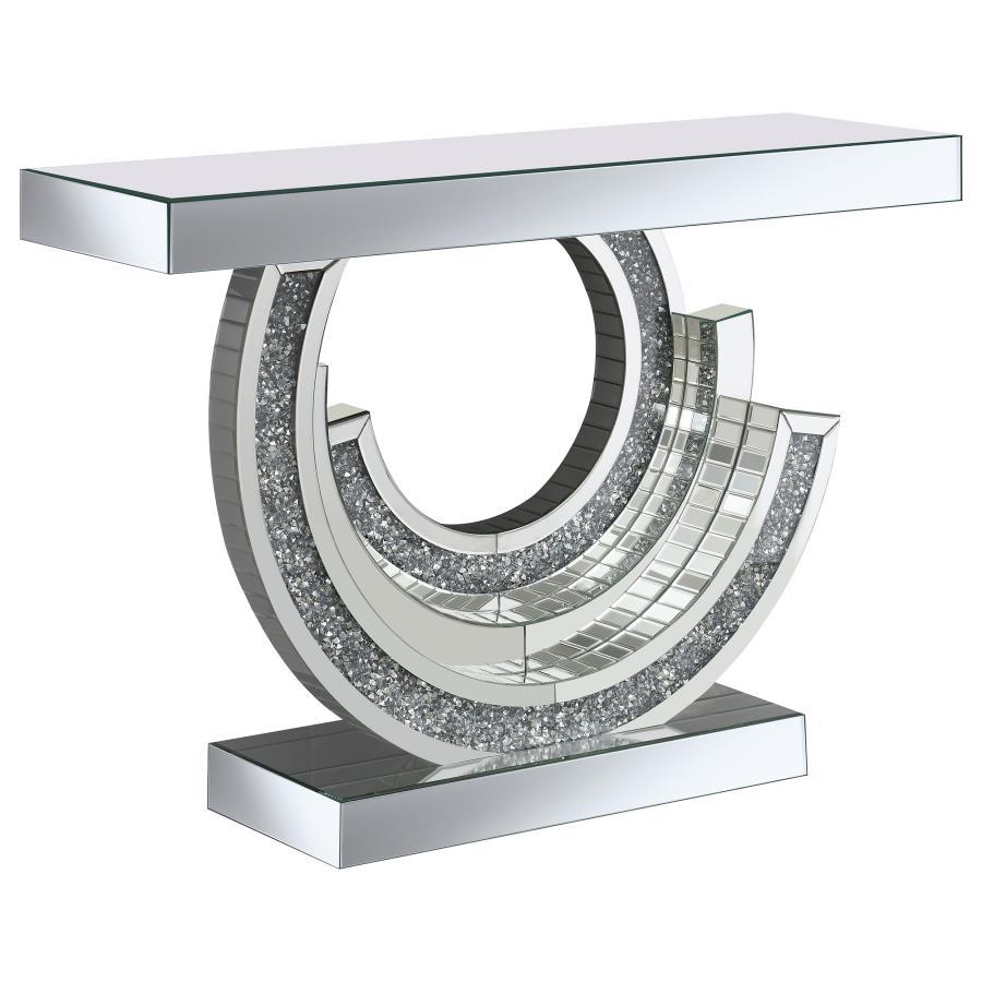 Imogen - Sculptural Mirrored Entryway Console Table - Silver