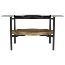 Delfin - Round Glass Top Coffee Table - Black And Brown