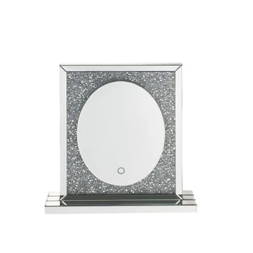 Noralie - 23" Accent Mirror With LED - Mirrored & Faux Diamonds