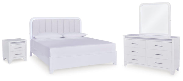 Jarlee 4 Pc. King Panel Bed, Dresser, Mirror And Nightstand White