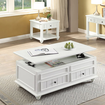 Natesa - Coffee Table With Lift Top - White Washed