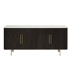 Clayten - Server - White Natural Marble Top & Espresso