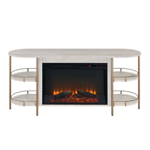 Valene - Console Table With Fireplace - White