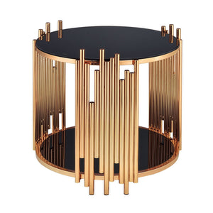 Tanquin - End Table - Black Glass & Gold