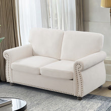 Soft Loveseat, Upholstered 2 Seater Couch, Loose Back Cushions And Turned Legs