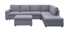 Cassia - 7 Seat Reversible Modular Sectional Sofa With Ottoman - Light Gray