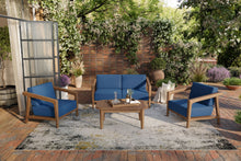 Bali - 4 Piece Set - Loveseat, 2 Chairs, Coffee Table - Dark Blue
