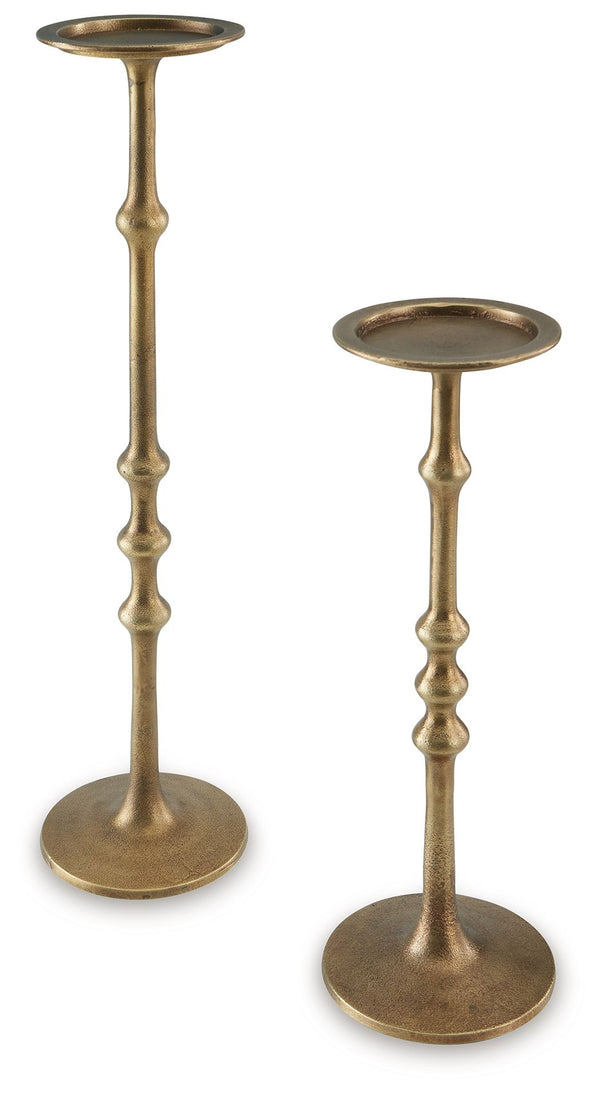 Larwick Candle Holder Set (Set of 2) Antique Brass Finish