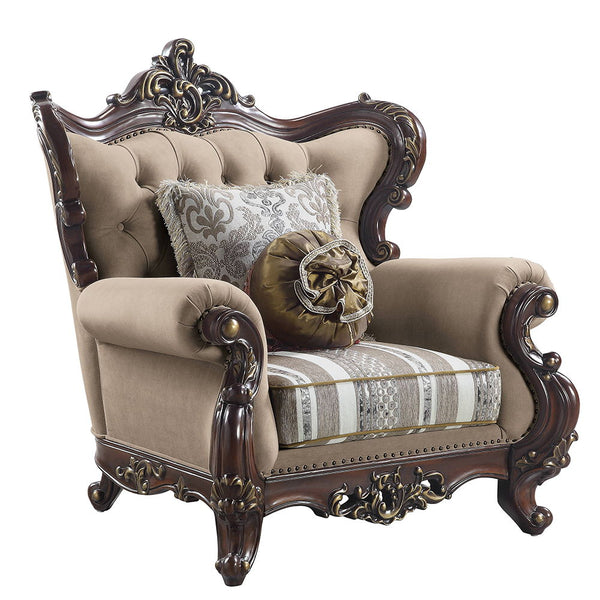 Ragnar Chair With 2 Pillows Light Brown Linen & Cherry