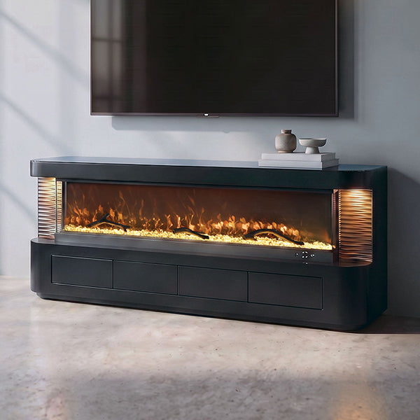 Luken 71" TV Stand with Electric Fireplace – Black