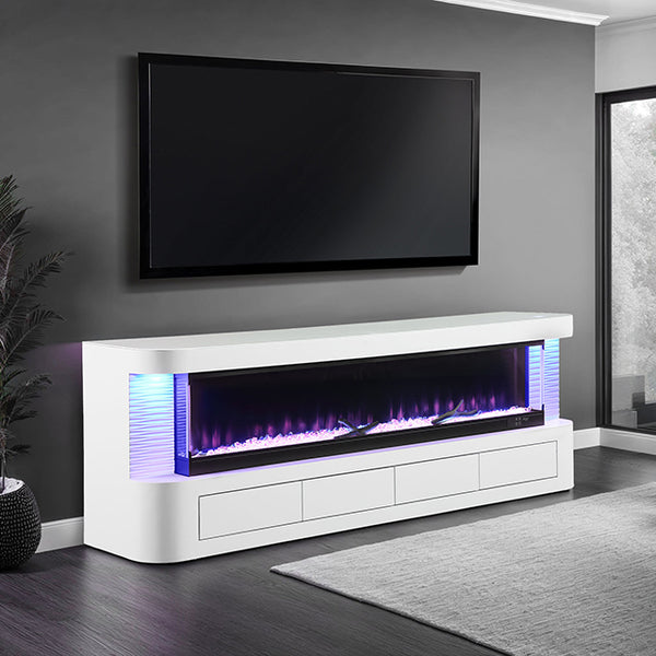 Luken 71" TV Stand with Electric Fireplace – White