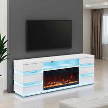 Terni 3 Pc TV Stand Set with Electric Fireplace & 2 Side Tables – White