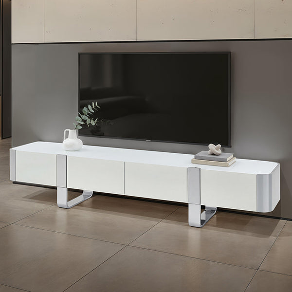 Larvik 79" TV Stand – White / Silver