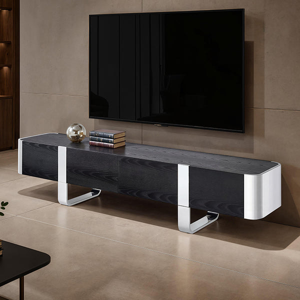 Leknes 79" TV Stand – Black / Silver