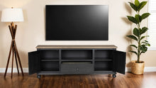 Neue Mills 72" TV Console – Weathered Black / Brown