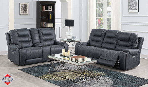 Graphite Dual Power Reclining Sofa & Loveseat Set – Savon Furniture Visalia