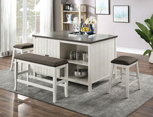 Heidelberg 4 Pc Counter Ht Table Set w/ Bench – Off-White/Dark Gray