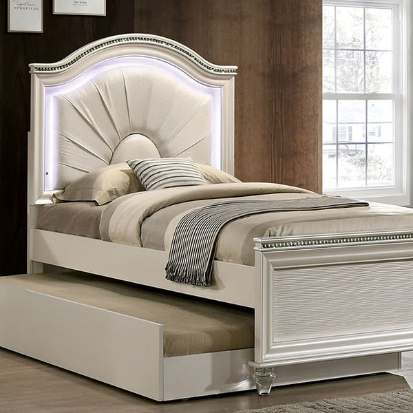 Allie 4 Pc Twin Bedroom Set w/ Trundle – Pearl White