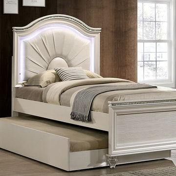 Allie 4 Pc Twin Bedroom Set w/ Trundle – Pearl White