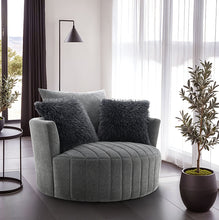 Hoople Channel Tufted Swivel Chair – Dark Gray