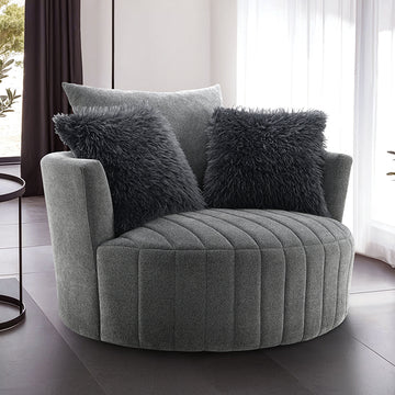 Hoople Channel Tufted Swivel Chair – Dark Gray