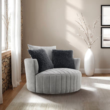 Hoople Channel Tufted Swivel Chair – Light Gray