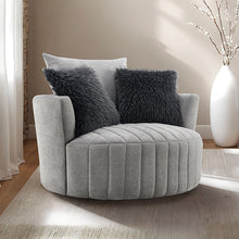 Hoople Channel Tufted Swivel Chair – Light Gray